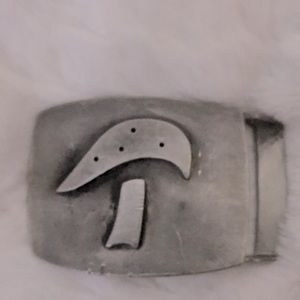 Aitkens Vintage 80s Solid Pewter Mushroom Belt Buckle